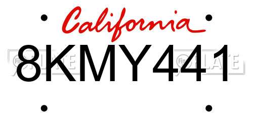 8KMY441 California License Plate