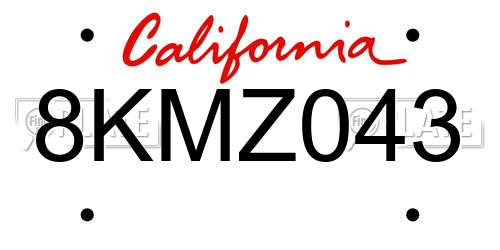 8KMZ043 California License Plate