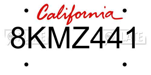 8KMZ441 California License Plate