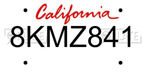 8KMZ841 California License Plate