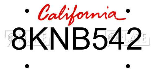 8KNB542 California License Plate