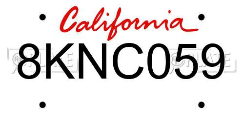 8KNC059 California License Plate