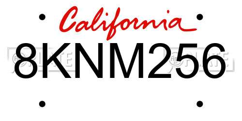 8KNM256 California License Plate