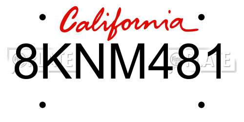 8KNM481 California License Plate