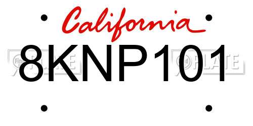 8KNP101 California License Plate