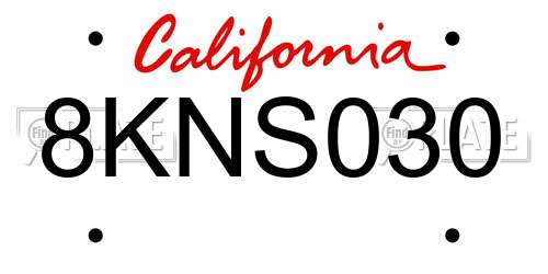 8KNS030 California License Plate