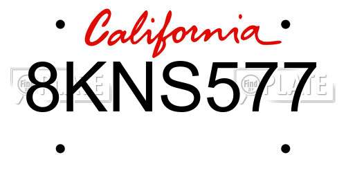 8KNS577 California License Plate