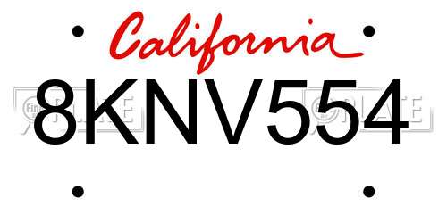 8KNV554 California License Plate