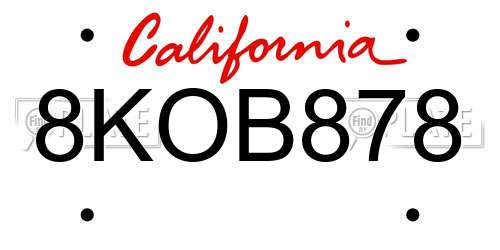 8KOB878 California License Plate