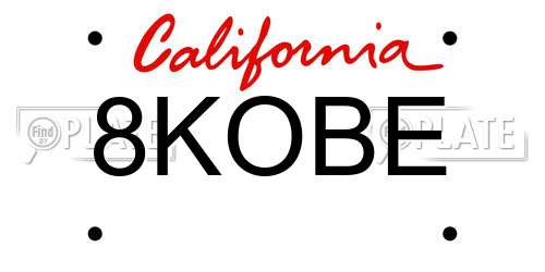 8KOBE California License Plate