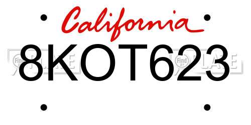 8KOT623 California License Plate