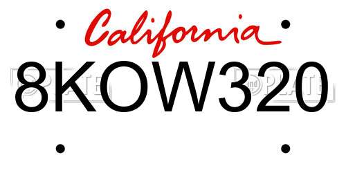 8KOW320 California License Plate