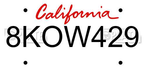 8KOW429 California License Plate