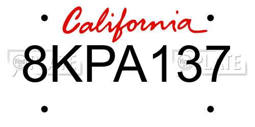 8KPA137 California License Plate