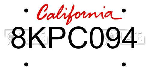 8KPC094 California License Plate