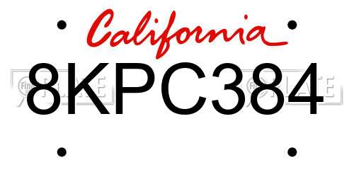 8KPC384 California License Plate
