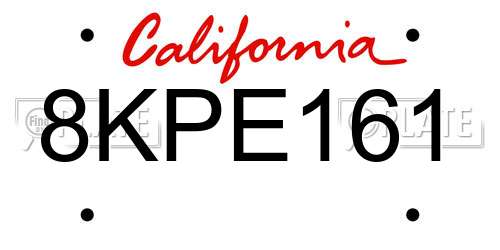 8KPE161 California License Plate