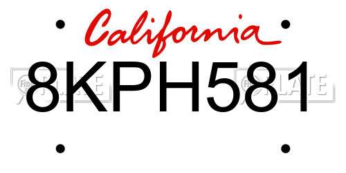 8KPH581 California License Plate