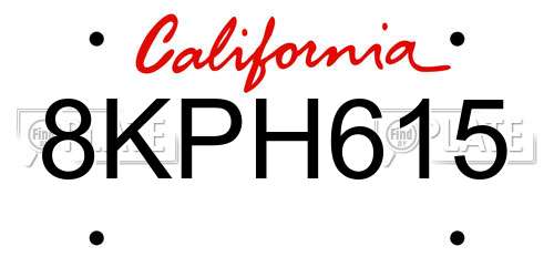 8KPH615 California License Plate