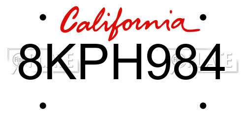 8KPH984 California License Plate
