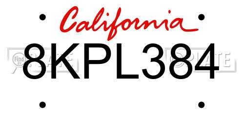 8KPL384 California License Plate