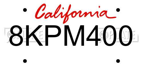 8KPM400 California License Plate