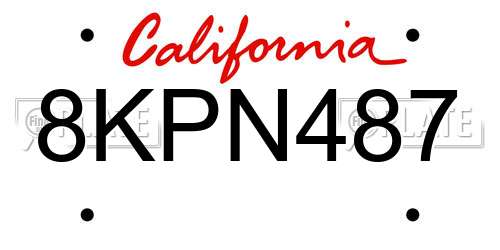 8KPN487 California License Plate