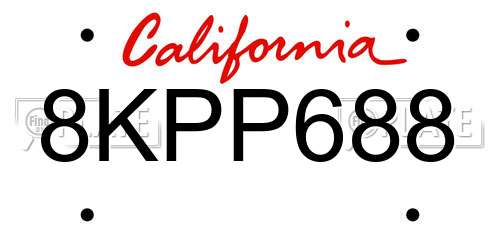 8KPP688 California License Plate