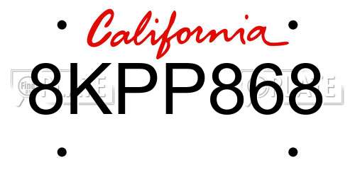 8KPP868 California License Plate