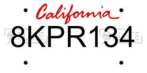 8KPR134 California License Plate