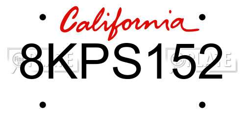 8KPS152 California License Plate