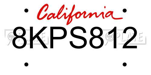 8KPS812 California License Plate