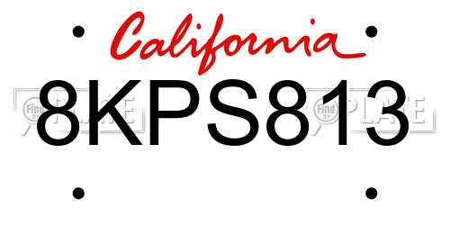 8KPS813 California License Plate