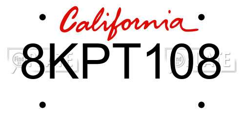 8KPT108 California License Plate