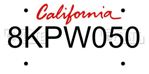 8KPW050 California License Plate