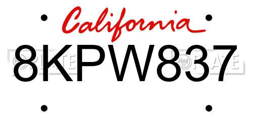 8KPW837 California License Plate