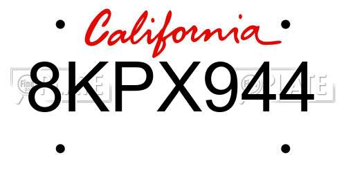 8KPX944 California License Plate
