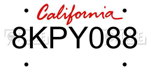 8KPY088 California License Plate