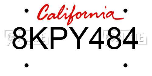 8KPY484 California License Plate
