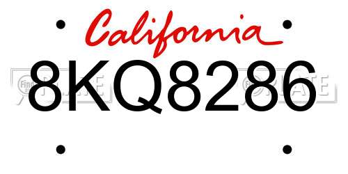 8KQ8286 California License Plate