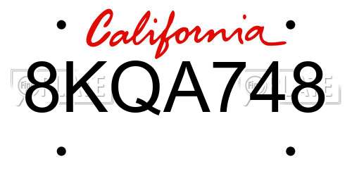 8KQA748 California License Plate