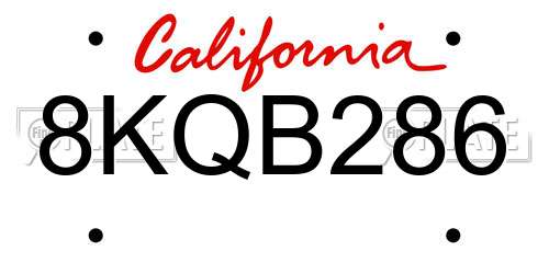 8KQB286 California License Plate