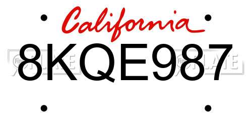 8KQE987 California License Plate