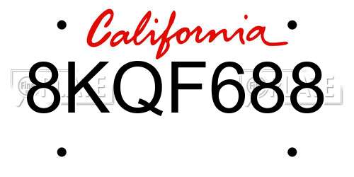 8KQF688 California License Plate