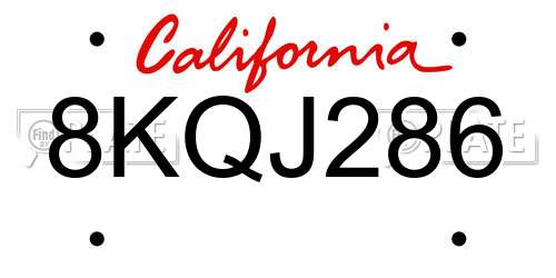8KQJ286 California License Plate
