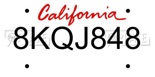 8KQJ848 California License Plate