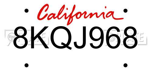 8KQJ968 California License Plate
