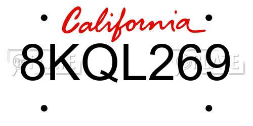 8KQL269 California License Plate