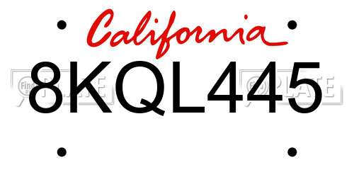 8KQL445 California License Plate
