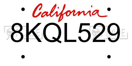 8KQL529 California License Plate
